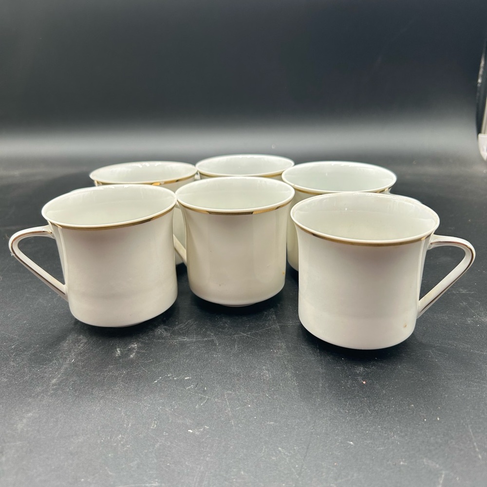 Haviland Bavaria Elegant White Porcelain Coffee Mugs Set of 6